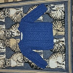 Aran Crafts merino wool cable knit sweater blue 💙i5